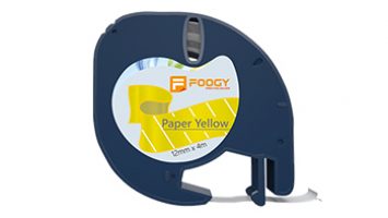Foogy Dymo Letratag Muadili Kagıt Şerit Etiket 12 mm x 4 mt Sarı Çizgili Desen